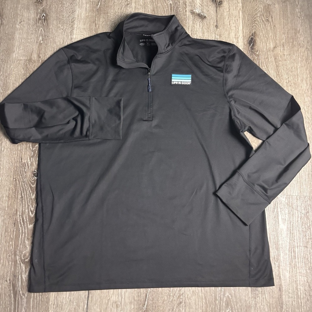 Life‎ Is Good Active Pullover Mens XL Black 1/4 Zip Long Sleeve Performance